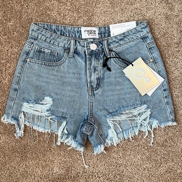 Insane Gene Rhinestone Fringe Cut Off Shorts - Picture 3 of 14